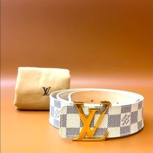 White Louis Vuitton Damier Belt
